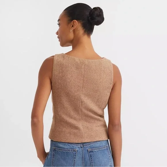 LOFT Brown Button-Up Vest Blouse - Picture 2 of 5